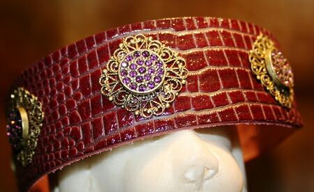 Filigree Crystal Dog Collar  darl croco purple crystals- BARCELONADOGS