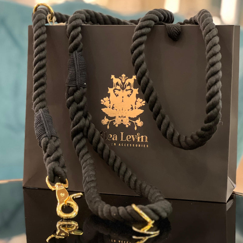 rope leash black gold clasp