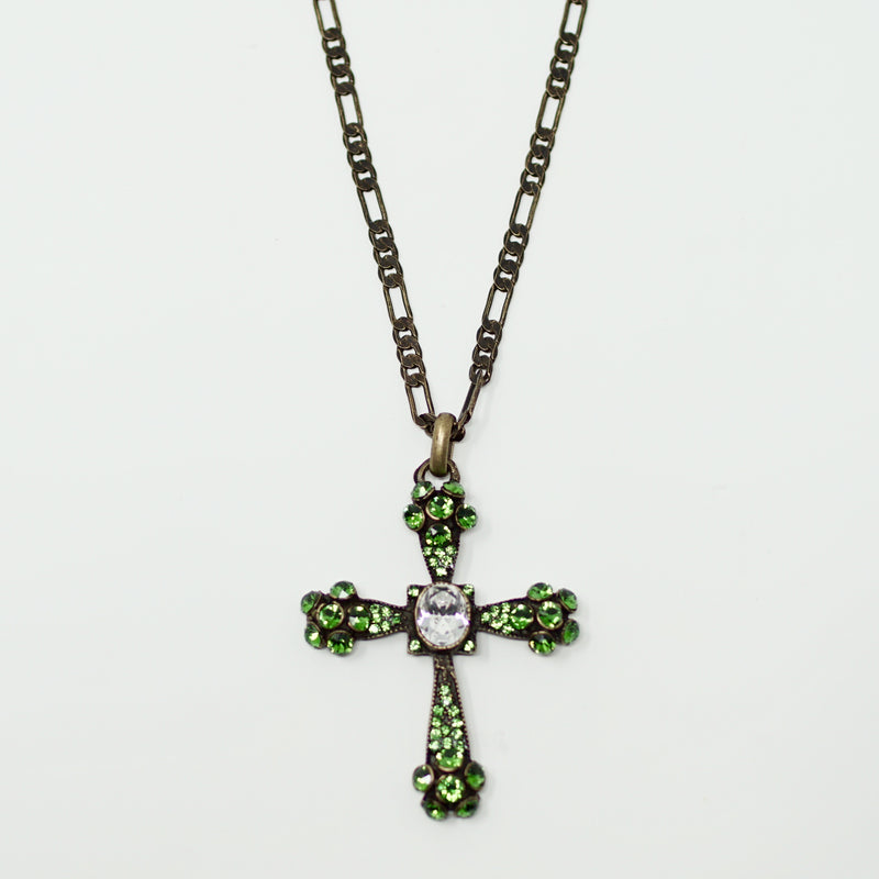 Green Swarovski Gothic Cross - BARCELONADOGS