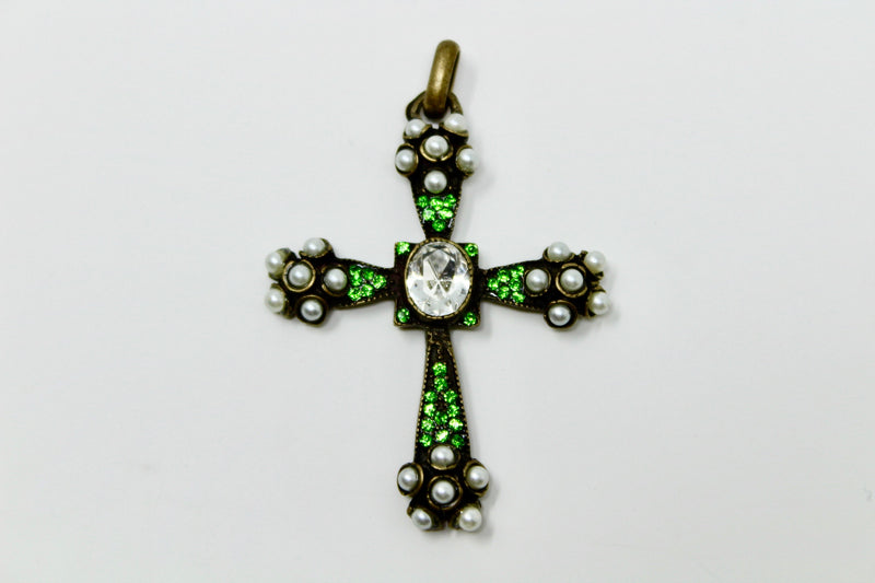 Green Swarovski Gothic Cross - BARCELONADOGS