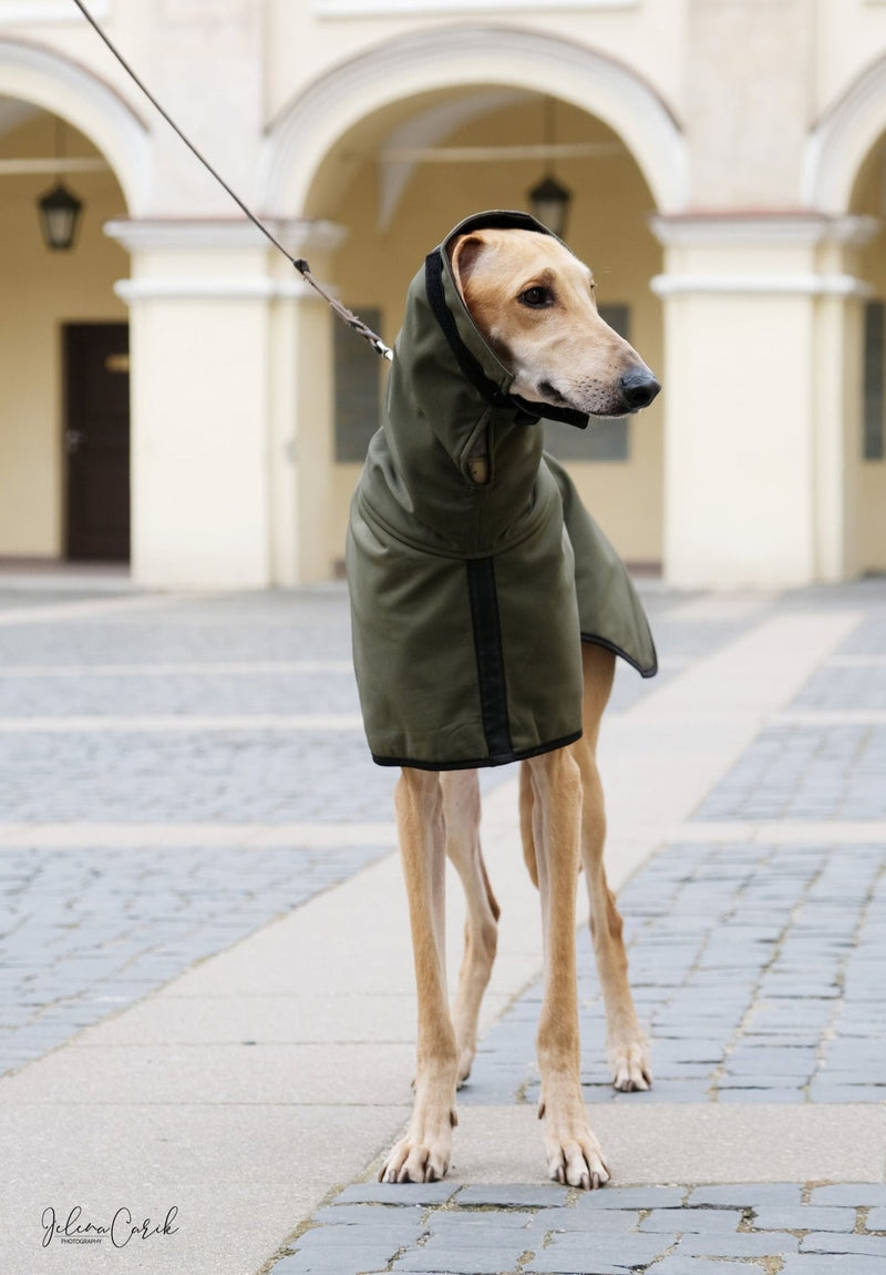 olive green rain coat matte sleek 66 cm